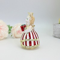 SHINNYGIFTS Métal Princesse Chat Bibelot Boîte À Bijoux Charnière Figurine Décor Ornement Émail Animaux Statues