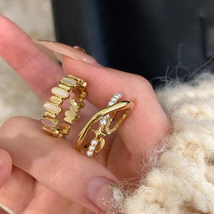 Bague de couple plaquée or imperméable, bijoux pour femmes, accessoires, cœur, papillon, serpent, acier inoxydable - Product Image 4