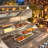 Panier de rôtissage en acier inoxydable, ensemble de 4 plateaux, plaque de cuisson BBQ perforée, plateau de barbecue à poignée noire, marque DEYAO