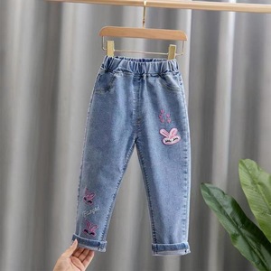 2025 nuovo stile pantaloni primavera-autunno <span class=keywords><strong>larghi</strong></span> da ragazza <span class=keywords><strong>Jeans</strong></span> lunghi eleganti per i più piccoli abiti da esterno perfetti - Product Image 5