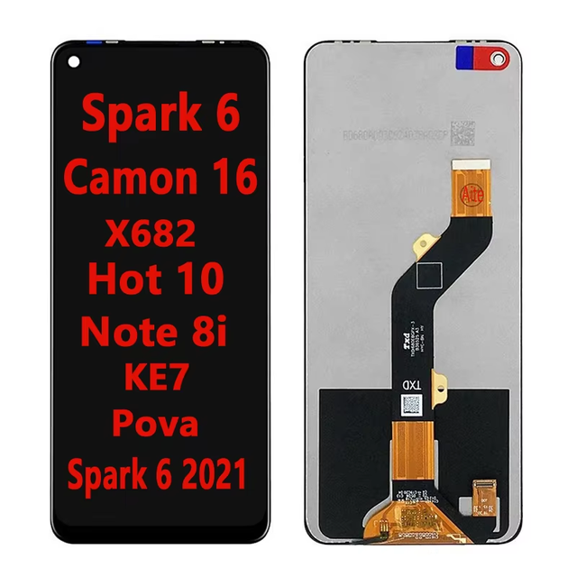 For Tecno Camon 16 Replacement LCD Touch Screen Digitizer 1-Year Warranty Cell Phone Display Mobile Phone Display