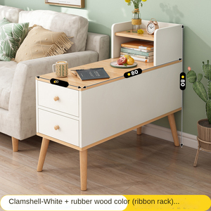 Simple and Modern Wooden Tea <strong>Table</strong> 2 Drawers Sofa <strong>Side</strong> <strong>Table</strong> Large Capacity <strong>Storage</strong> Cabinet