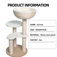Arbre à chat en bois avec griffoir en peluche courte, vente en gros du fabricant