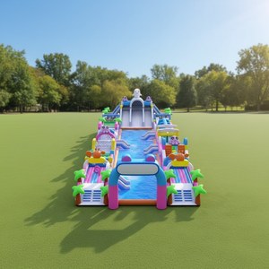 Piscine rectangulaire en acier métallique <span class=keywords><strong>pour</strong></span> enfants et adultes, avec toboggan gonflable et parcours d'obstacles, <span class=keywords><strong>pour</strong></span> l'extérieur - Product Image 4