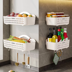 Panier de rangement mural en gros pour légumes et fruits, organisateur de cuisine avec poignée, étagère à épices en plastique - Product Image 4