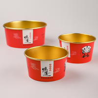 Bol en papier jetable à paroi simple de 1000 ml avec feuille d'or, kraft, pour la vente à emporter, déjeuner, collations