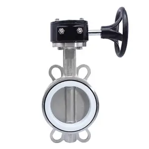 Stainless Steel Manual PTFE Sealed Butterfly Valve Inch 2"-64" DN50-DN1600 Wafer PTFE Seat General Application