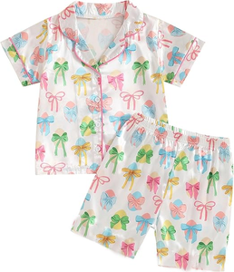 Conjunto Infantil GSSO3142 Personalizado para Niña Pequeña, Estampado de Flores y Rayas, Estilo Casual, de Punto, Manga Corta, para Todas las Temporadas - Product Image 6