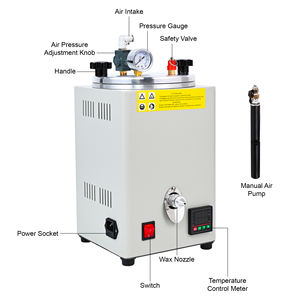 Machine d'injection de cire sous vide pour la fabrication de bijoux, moulage de cire avec manomètre, contrôle de température, pompe manuelle - Product Image 1