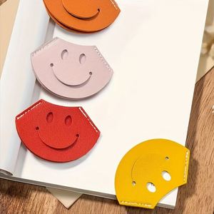 Smiling Face PU Leather <b>Bookmark</b> Cute Page Corner Marker Book Accessory for Book Lovers <b>Gift</b> - Product Image 1