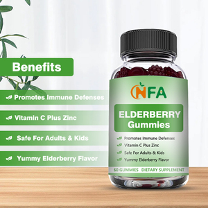 Personnalisation d'usine Goût de sureau Supplément à base de plantes Vitamines de sureau Gommes pour adultes Boost Qualité du sommeil 60 Gummies - Product Image 3