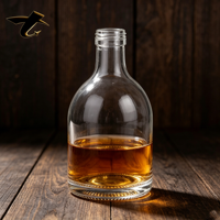 Bouteille en verre de 500 ml pour spiritueux avec bouchon à vis, forme ronde, option d'impression sérigraphique personnalisée pour l'emballage de spiritueux, whisky, brandy
