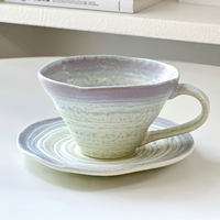 Magnifique ensemble tasse et soucoupe en céramique britannique vintage effet four, idéal pour le café ou le thé au bureau, en stock
