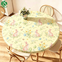 Nappe jetable ajustée en plastique PEVA avec envers en flanelle, antidérapante, coupe-vent, écologique, motifs Pêche, Lapin, Œuf, Narcisse, Pâques