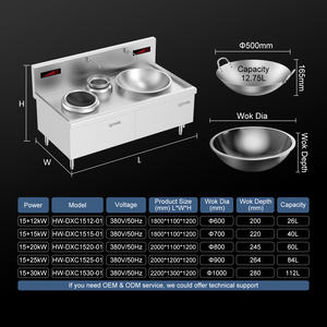 Équipement de cuisson de cuisine commerciale portable à haut rendement 12 ~ 30kw <span class=keywords><strong>petit</strong></span> <span class=keywords><strong>wok</strong></span> à double brûleur électrique avec cuisinière à induction - Product Image 2