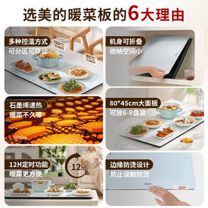 Planche à découper chauffante pliable Midea 220V, électrique, rectangulaire, en plastique, facile à nettoyer, multifonctionnelle, boîte à lunch auto-chauffante - Product Image 4