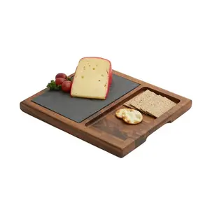 Beste Brood Slate Kaas Boards Met Houten Beschermende Lade Steen Diner Platen