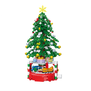 ZuanMa 2023 nouvelle série de noël noël arbre de noël bloc de construction brique ensemble <span class=keywords><strong>Train</strong></span> Base Rotation vert arbre de noël ensemble - Product Image 2