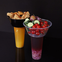 Gobelet à emporter en PP, plateau à collation jetable en plastique, plateau à salade et fruits, gobelet partagé avec supports pour bols à collation