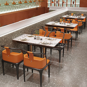 Ensemble de mobilier haut de gamme de luxe léger pour restaurant : banquette rembourrée et table à manger avec tiroirs, idéal pour les chaînes hôtelières - Product Image 5