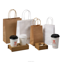 Boîte porte-gobelets personnalisable en carton ondulé marron et blanc, avec poignée, recyclable, épaissie, pour emballage à emporter de café