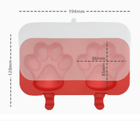 Kit de fabrication de glaces maison Patte de Chat, moule en silicone de qualité alimentaire réutilisable et écologique avec couvercle et ensemble de bâtonnets, logo imprimé, sûr