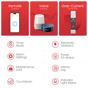 Disjoncteur intelligent Wi-Fi mini DIN RAIL Ewelink avec compteur 1P 1-63A, interrupteur télécommandé réglable, protection contre les fuites - Product Image 2