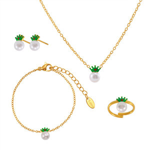 Juego de Joyería de Acero Inoxidable 316L para Niños, Collar, Pulseras, Anillo, Aretes, Perla, Oro 14K 18K PVD, Sin Deslustre - Product Image 5