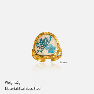Anello Aperto Chen He in Acciaio Inossidabile con Pietra Naturale, Lusso Discreto di Alta Gamma per Donne - Product Image 6