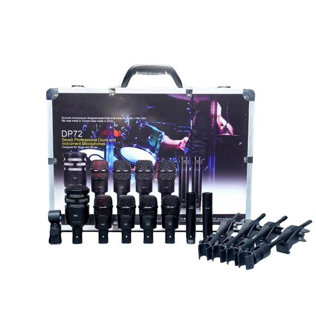 Audix DP72 Professional Condenser Drum Microphone Kit 7-Piece Wired Noise Cancelling Lightweight Metal Desktop for Drum Set