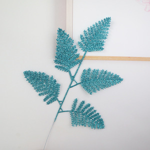 ใบไม้กลิตเตอร์ห้ากลีบขายส่ง สำหรับทำ<span class=keywords><strong>ดอก</strong></span>ไม้ประดิษฐ์ DIY อุปกรณ์ตกแต่งคริสต์มาส ของตกแต่งบ้าน - Product Image 2