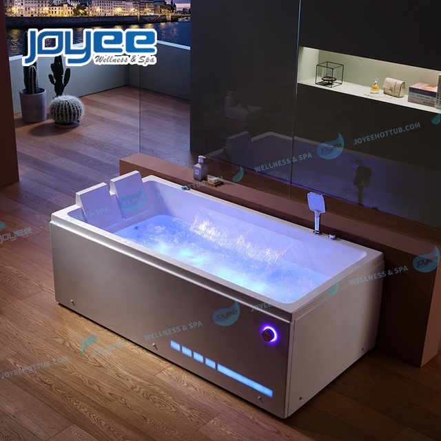 JOYEE 2 Persons Hydromassage Massage Spa Bathtub with Waterfall LED Level Light Jakuzi Function Whirlpool Badewanne