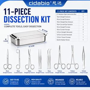 Kit d'instruments de dissection pour souris, ensemble d'outils anatomiques chirurgicaux pour petits animaux, 11 pièces, pour la recherche animale Bio CD4349 - Product Image 2