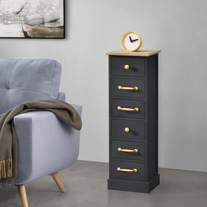 COMMODE MULTIFONCTIONNELLE EN BOIS MASSIF CM 30X24 H.95 NOIR - Product Image 1