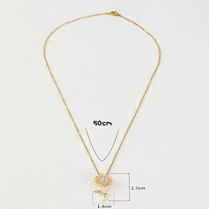 Collar de girasol giratorio de moda, cadena de clavícula de oro, collar con colgante de flor de Sol para aliviar el estrés para mujer, joyería - Product Image 5