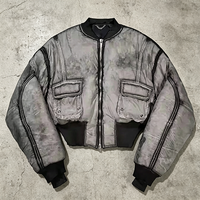 Blouson Bomber Rétro Vintage Personnalisé OEM de Haute Qualité en Nylon Lavé, Style Course, Court, Zippé pour Homme