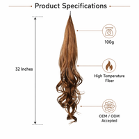 Extension de queue de cheval flexible à enrouler de 32 pouces, 100g, en fibre haute température, longue, ondulée, synthétique, bouclée, fausse