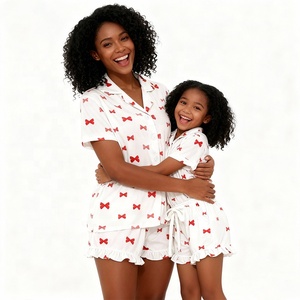 Bambù personalizzato estate mamma e io famiglia abbinati abiti per bambine pantaloncini a manica corta Set per bambino e madre - Product Image 2