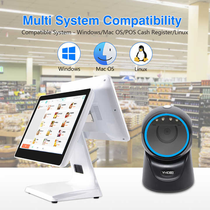 YHD9601D 2D Omnidirectional Qr Code Reader Auto Sensing Desktop