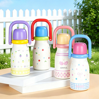 Botella de Agua Aislada de Acero Inoxidable Personalizada con Logotipo, para Niños, 650 ml/22 oz, con Asa y Tapa con Pajita