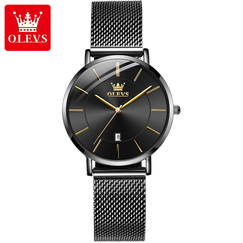 Ultra Thin Watches OLEVS Rose Gold Watch for Women Calendar Mesh Steel  Strap Wristwatch Quartz Ladies Watches Relogio Feminino