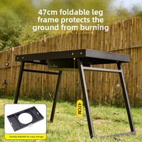 Nouvelle Conception 2026 – Table de Brasero Extérieur 4-en-1, Table de Barbecue Pliable en Acier pour Camping et Chauffage de Terrasse