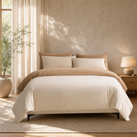 Parure de lit de luxe 4 pièces en coton longue fibre 100 %, 300 fils/cm² haute densité, housse de couette bicolore douce et légèrement poncée pour la maison