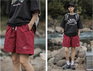 กางเกงขาสั้นเอวสูงทรงหลวมลำลองสำหรับผู้ชายกางเกงขาสั้นสำหรับใส่ในฤดูร้อนกางเกงกีฬาสีพื้นระบายอากาศ - Product Image 5