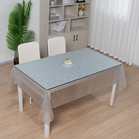 Nappe transparente en PVC gaufré floral RNPT, housse de table en vinyle imperméable, protection décorative pour salle à manger