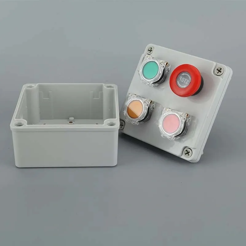 IP65 Stop Switch Industrial Handhold Control Box 4 Holes Button Control Box Enclosure