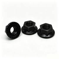 Écrou à bride en acier au carbone, oxyde noir, dentelé, anti-desserrage, hexagonal, haute résistance, avec rondelle intégrée