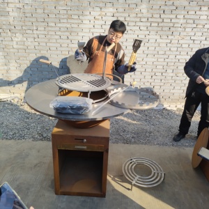 Barbecue au charbon de bois en acier Corten pour extérieur, certifié CE, facile à nettoyer, assemblé pour une utilisation en <span class=keywords><strong>cuisine</strong></span> <span class=keywords><strong>extérieure</strong></span> ou comme foyer. - Product Image 5