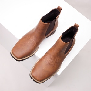 Bottes Chelsea Western en Cuir Véritable Faites à la Main avec Logo Personnalisé pour Hommes – Chaussures Décontractées Plates à Cheville Style Chukka pour Hommes - Product Image 3