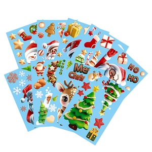 Hạnh Phúc giáng sinh PVC tường <span class=keywords><strong>Sticker</strong></span> Set Cây giáng sinh bông tuyết bức tranh tường Santa Claus Elk cửa sổ Đề can dán - Product Image 2
